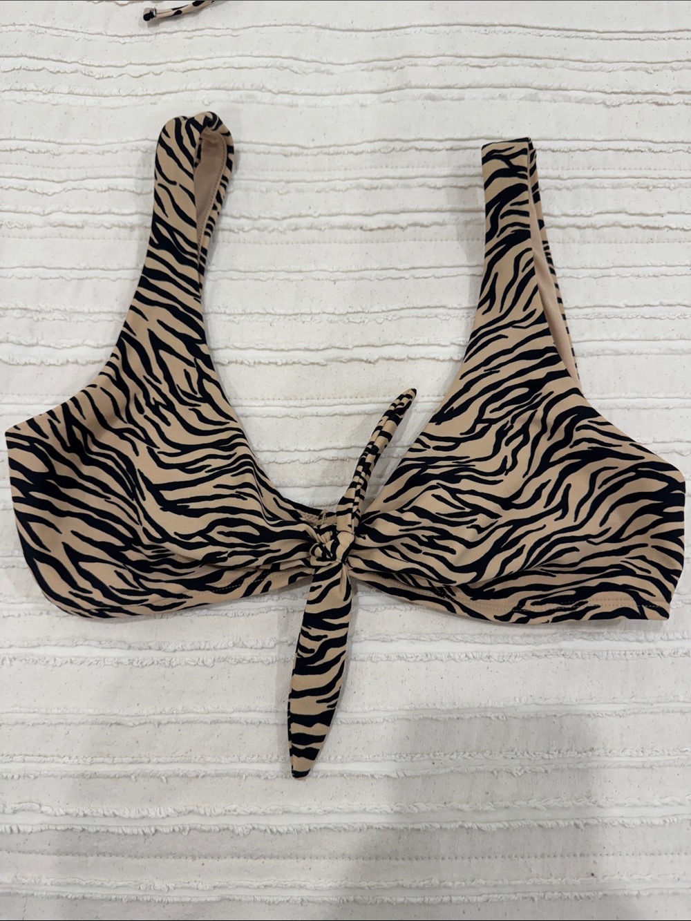 Hollister Beige and Black Zebra Print Bikini Top